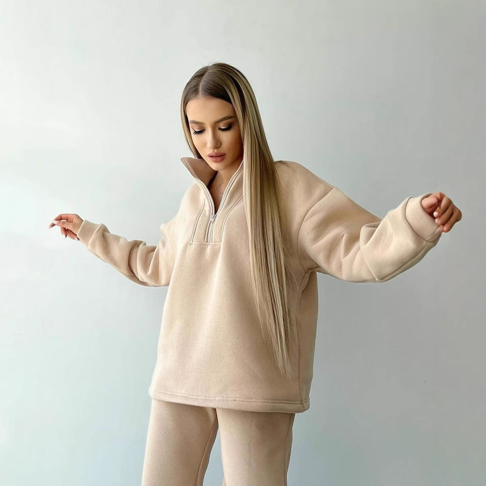 Women's casual sweatshirt jumpsuit and jogging pants with zipper Chic und Stil