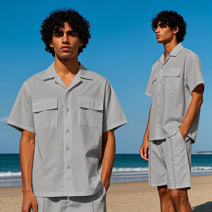 Homme décontracté ensemble chemise à manches courtes et shorts Chic und Stil
