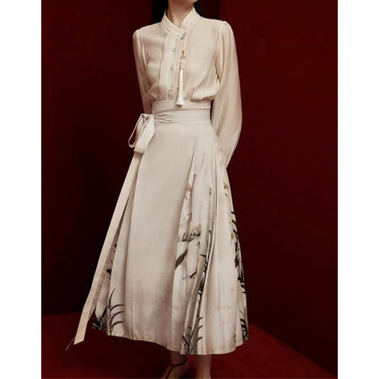 Jupe maxi A-line élégante pour femme avec imprimé artistique Chic und Stil