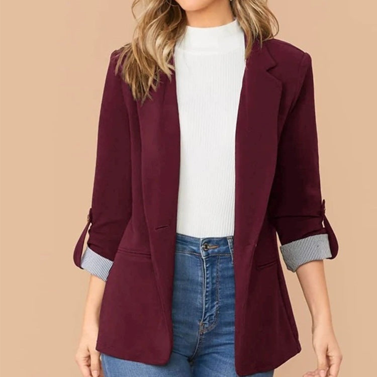 Blazer élégant décontracté pour femmes avec manches retroussables et coupe classique Chic und Stil