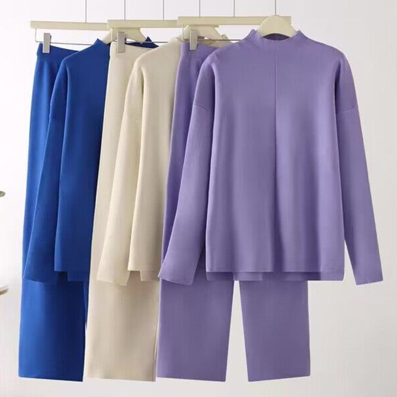 Dames ensemble élégant composé de haut à manches longues et de pantalons palazzo Chic und Stil