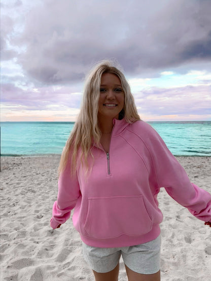 Pull raglan pour femmes avec demi-fermeture éclair et poche kangourou Chic und Stil