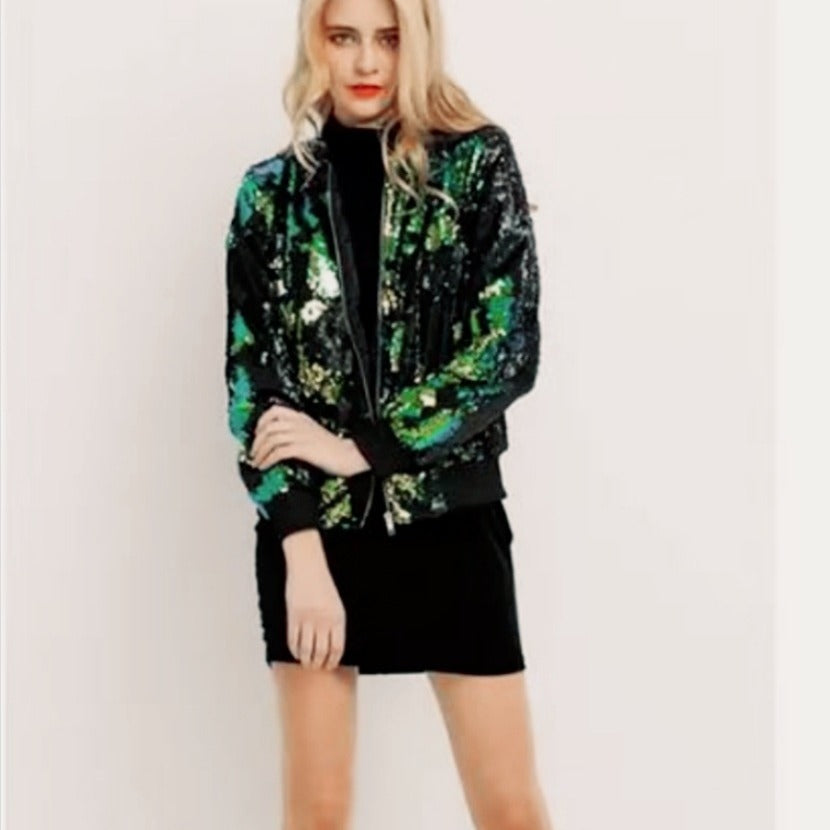 Dames Bling Bomber Jacket Chic und Stil