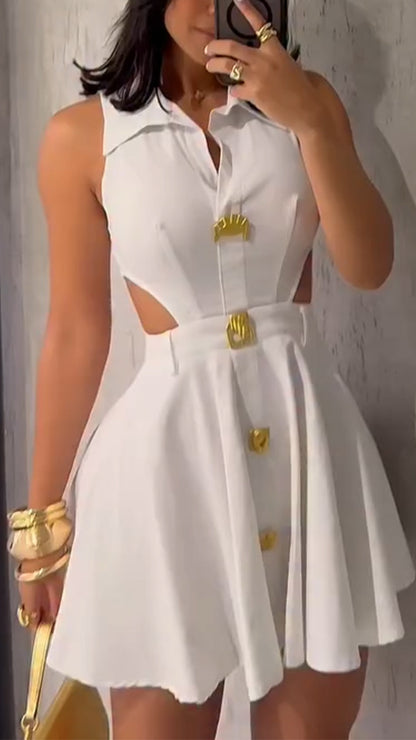 Femmes Chic Robe avec détails décoratifs en boutons et coupe moderne Chic und Stil