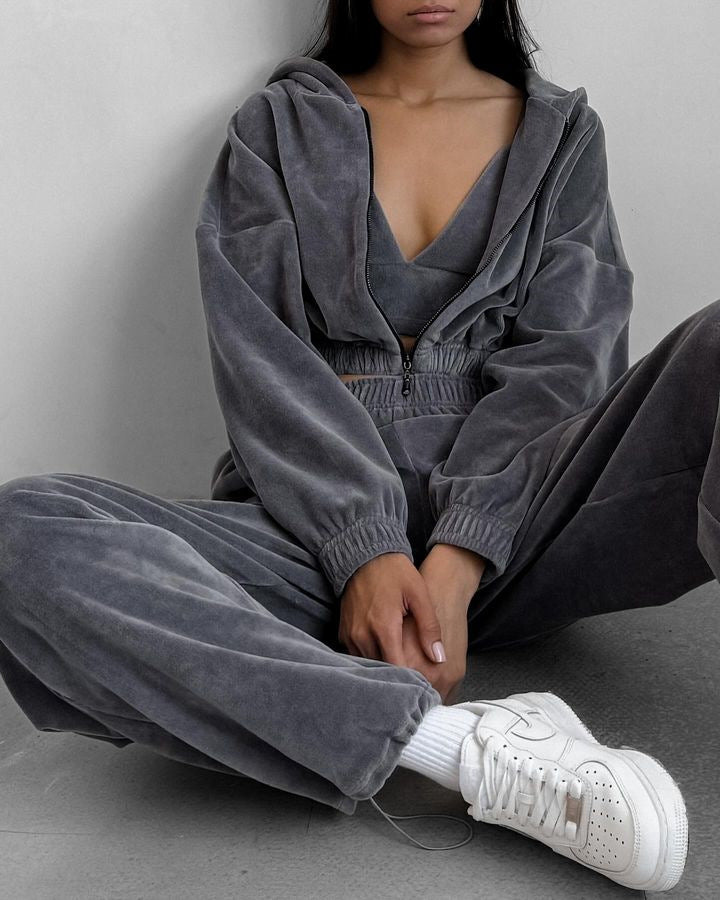 Combinaison en fleece pour femmes avec fermeture éclair et taille élastique Chic und Stil