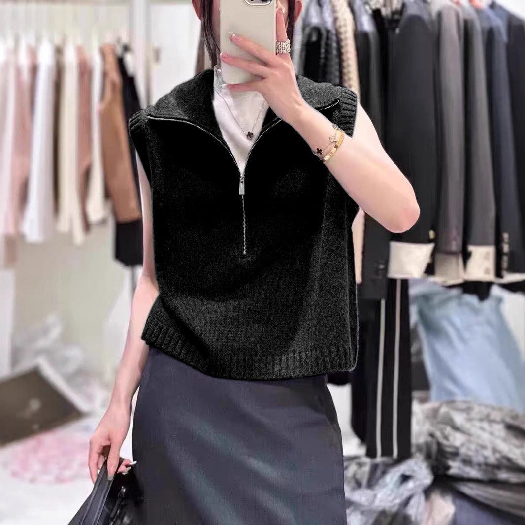Pull en knit pour femmes avec col montant et fermeture éclair Chic und Stil