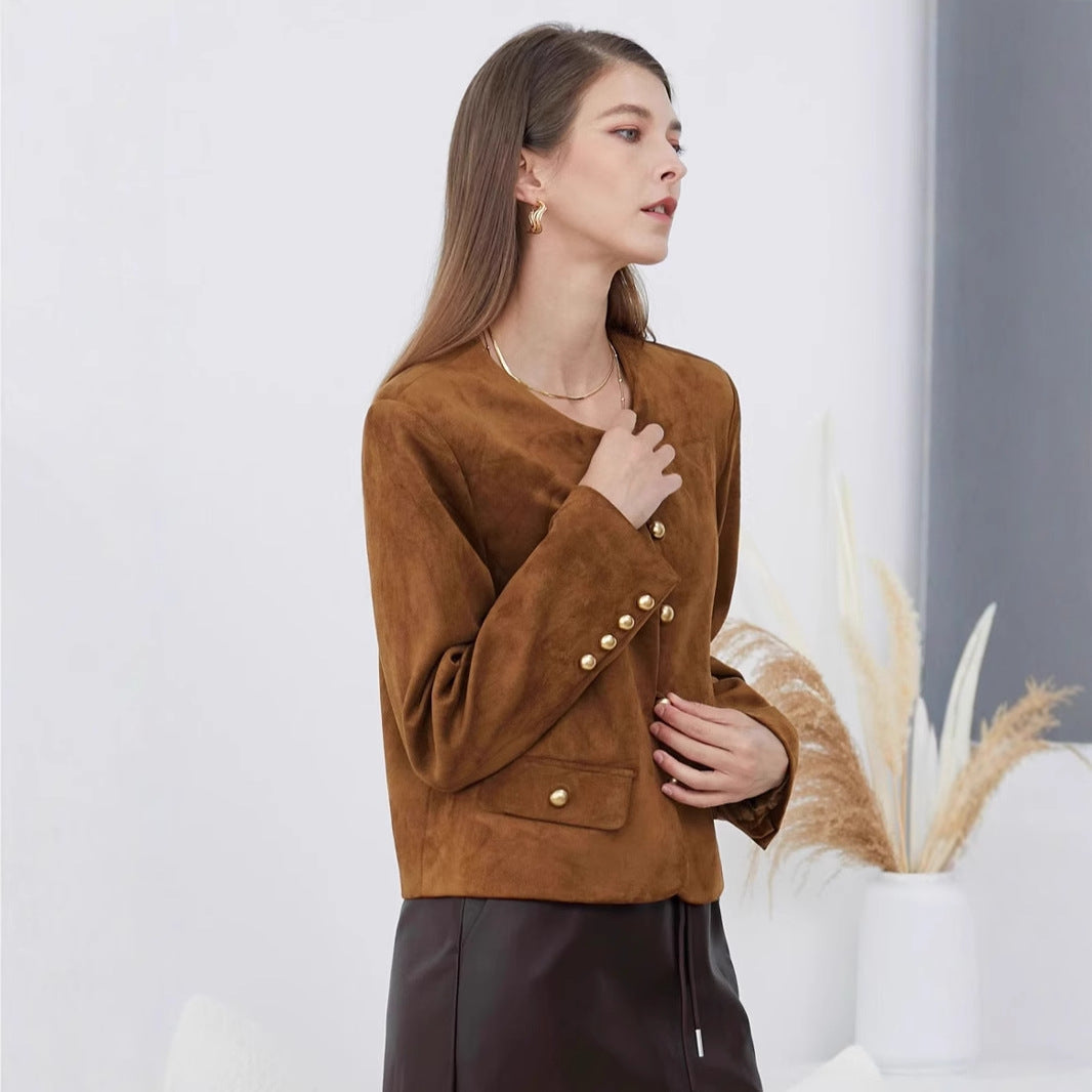 Dames élégante blouse avec finition en suède texturé Chic und Stil