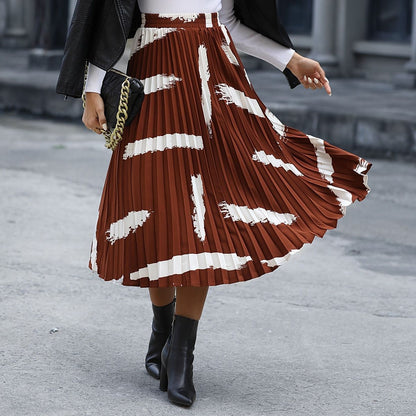 Jupe plissée pour femmes avec motif tendance et ceinture élastique Chic und Stil