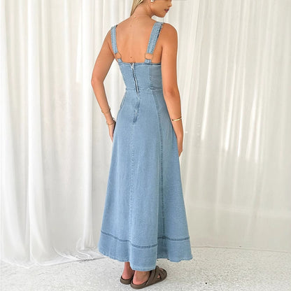 Robe maxi femme avec détails de boutons et poches pratiques Chic und Stil