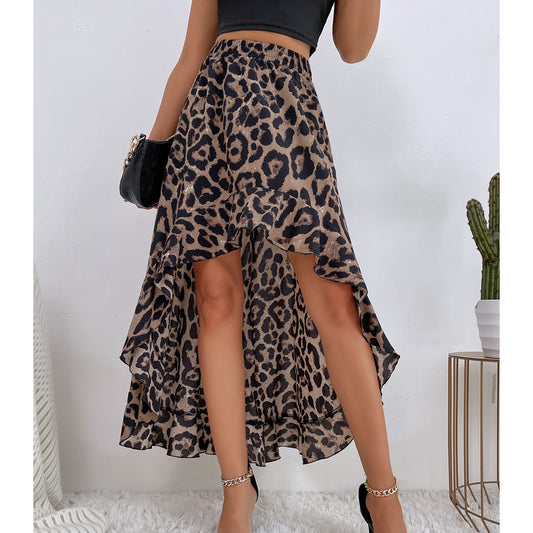Jupe maxi pour femmes avec ourlet asymétrique et motif léopard Chic und Stil