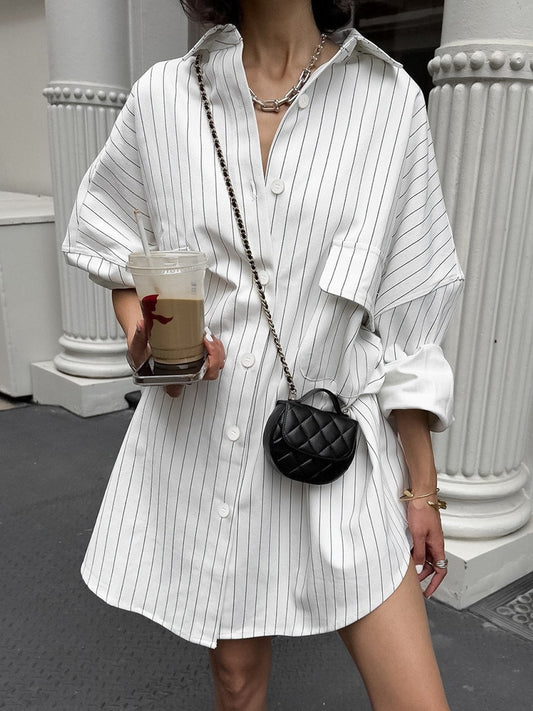 Robe chemise rayée oversize Chic und Stil pour femmes