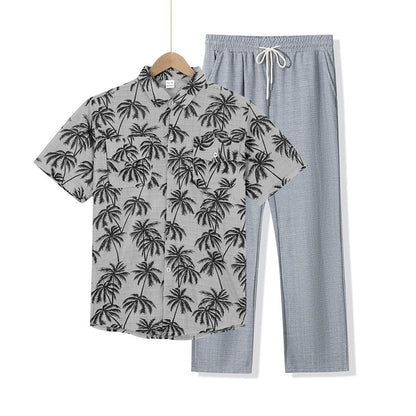 Casual men's outfit with tropical print and comfortable pants Chic and Style