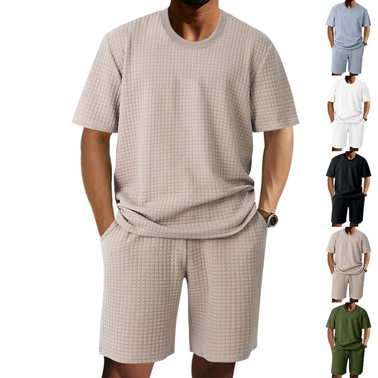 Ensemble décontracté à manches courtes pour femmes avec haut texturé et shorts Chic und Stil