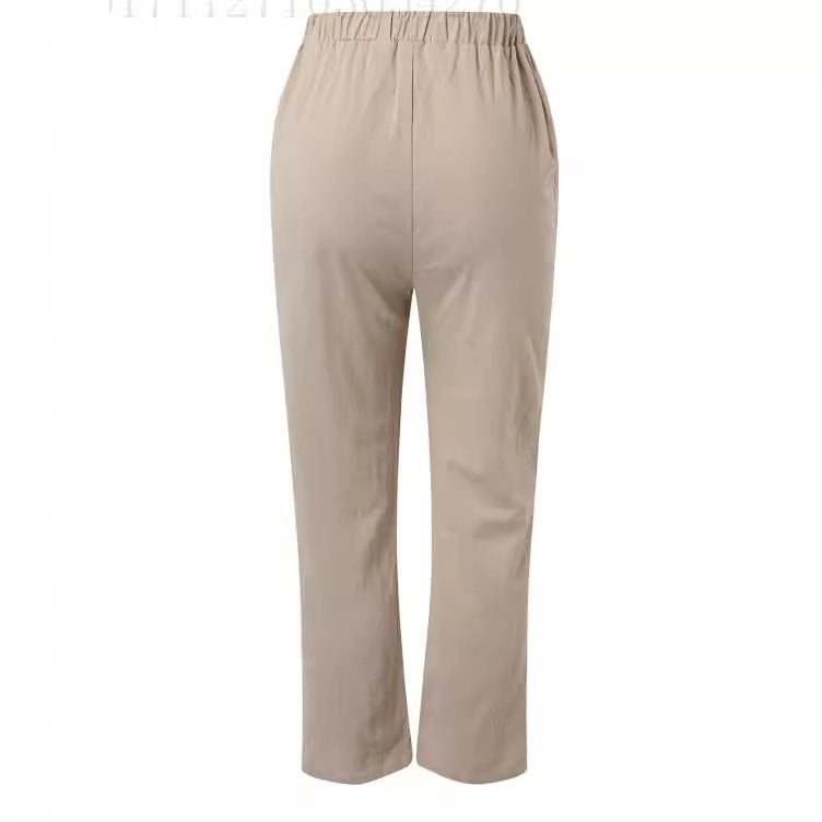 Casual linen pants for women with elastic waistband and practical side pockets Chic and Style