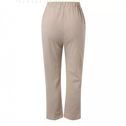 Casual linen pants for women with elastic waistband and practical side pockets Chic and Style