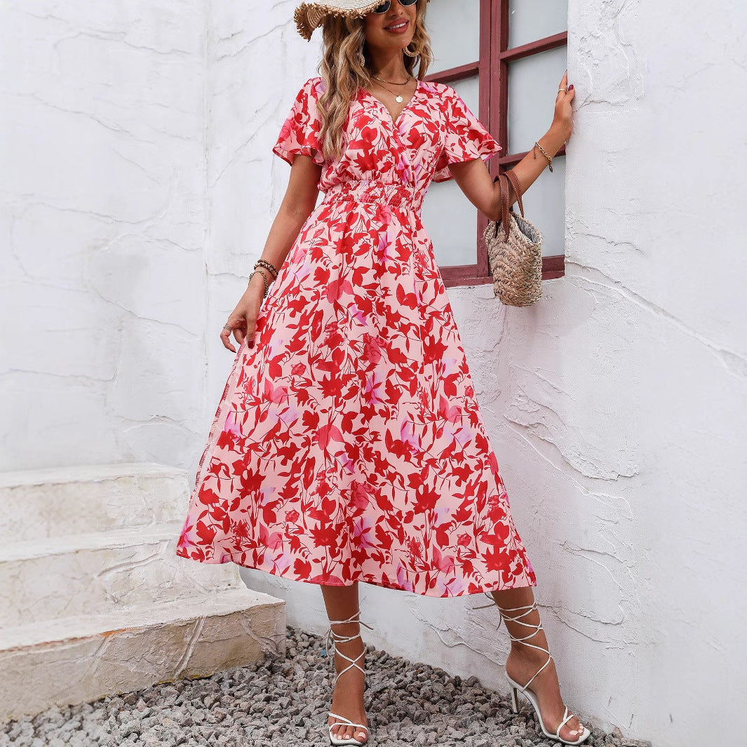Robe maxi pour femmes avec détails froncés et fente latérale Chic und Stil