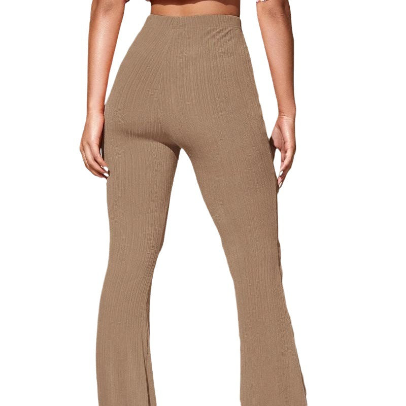Casual bootcut pants for women with ribbed texture Chic und Stil
