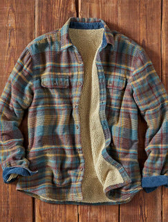 Flannel checked jacket for men in fleece