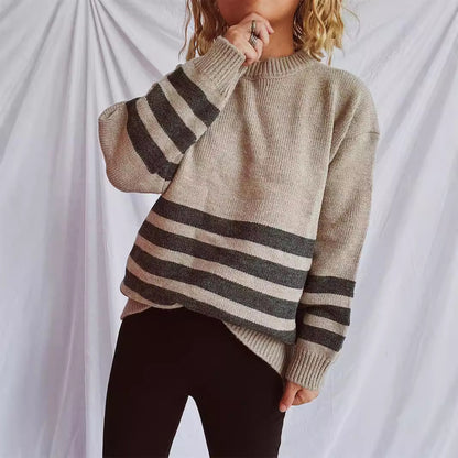 Pull oversized décontracté pour femmes avec motif rayé moderne Chic und Stil
