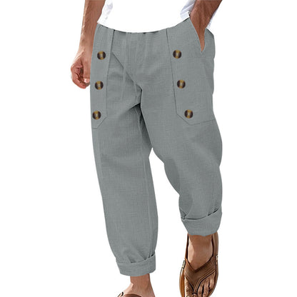 Men's casual cargo pants with practical button details and comfortable pockets Chic and style