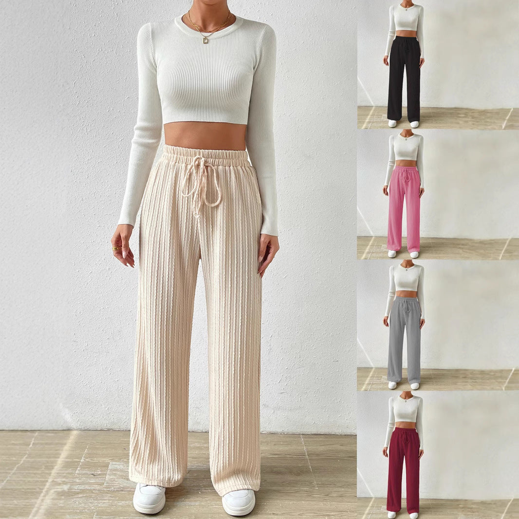 Comfortable lounge pants for women with elastic waistband and ribbed structure Chic und Stil