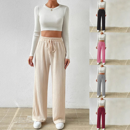 Comfortable lounge pants for women with elastic waistband and ribbed structure Chic und Stil