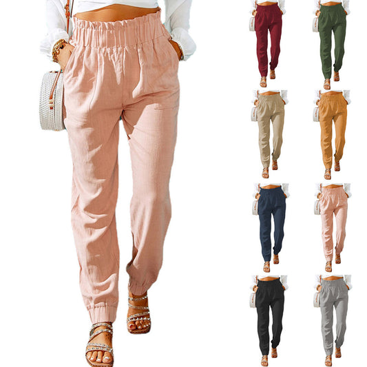 Light cotton pants for women with elastic waist and practical pockets Chic and Style