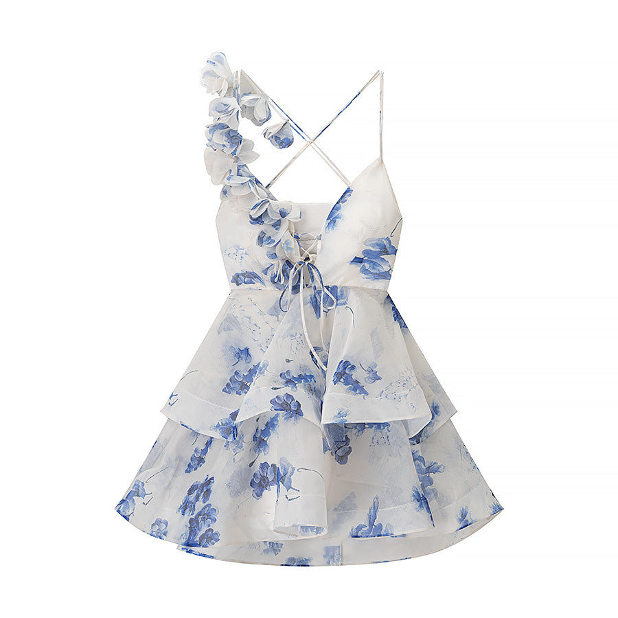 Robe maxi femme avec coupe asymétrique et design de volants ludique Chic und Stil