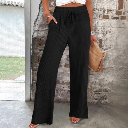 Soft ribbed pants for women with elastic waistband and practical pockets Chic and Style