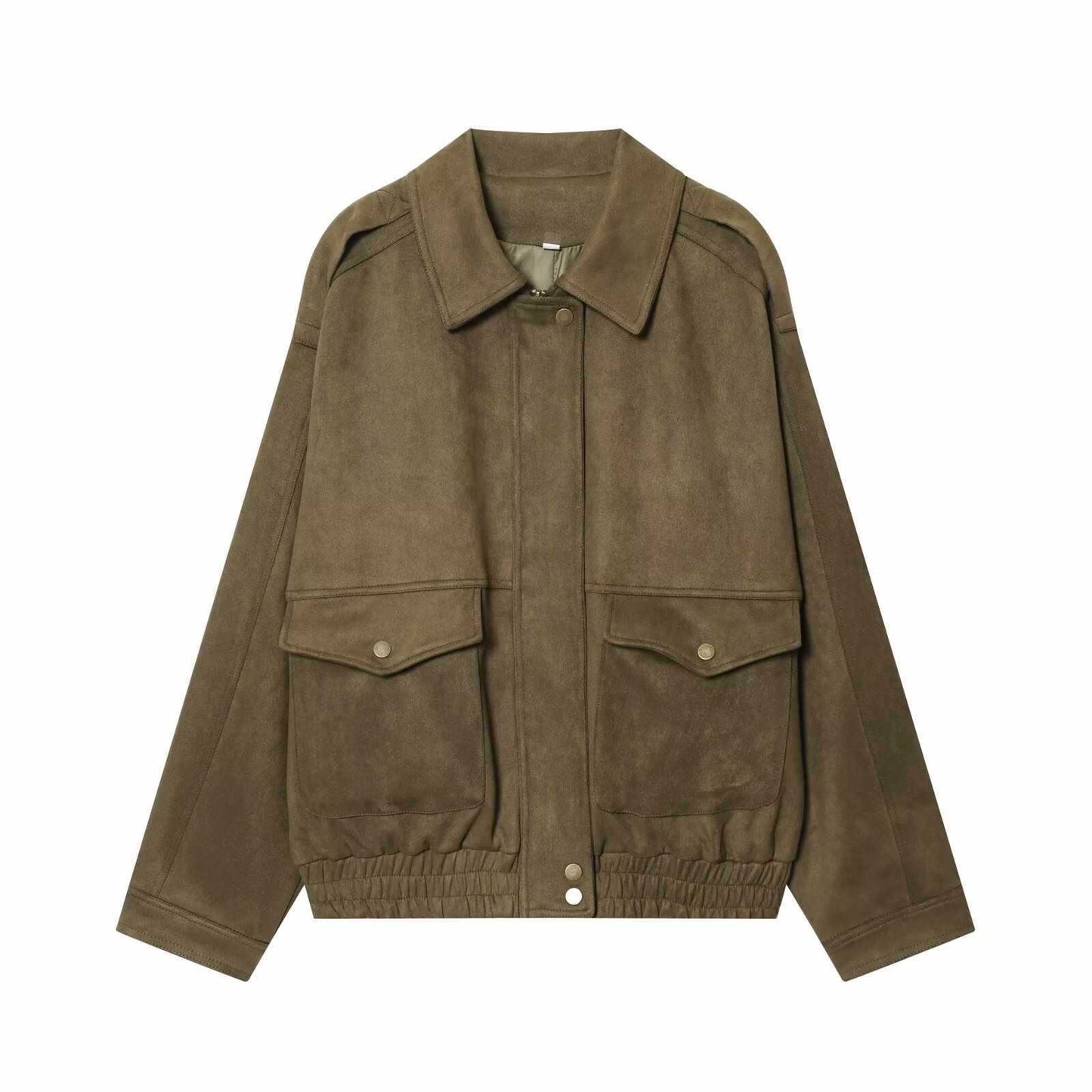 Damen Utility-Jacke aus weichem Wildleder mit hohen Taschen Chic und Stil