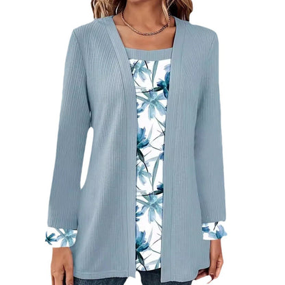 Dames cardigan décontracté avec doublure florale et manches longues Chic und Stil