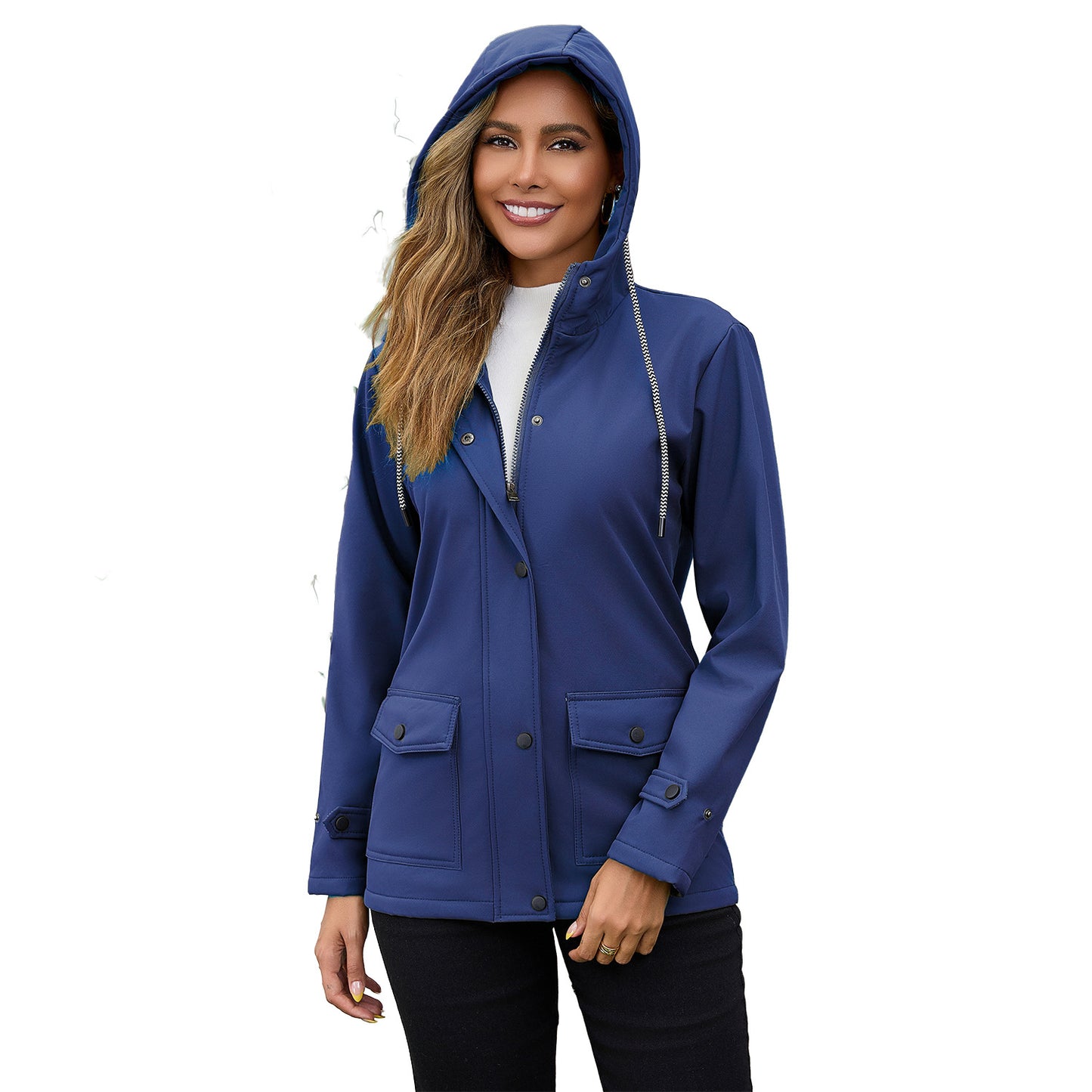 Women waterproof hooded jacket with soft fleece lining Chic and Style