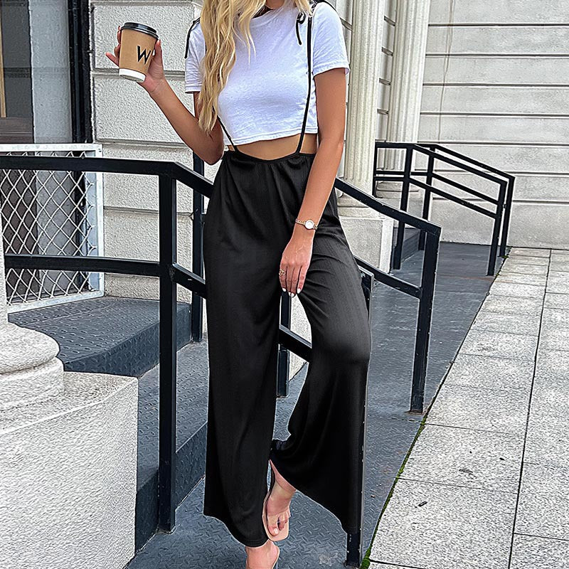 Dames Combinaison Décontractée à Pattes Larges avec Bretelles Ajustables Chic und Stil