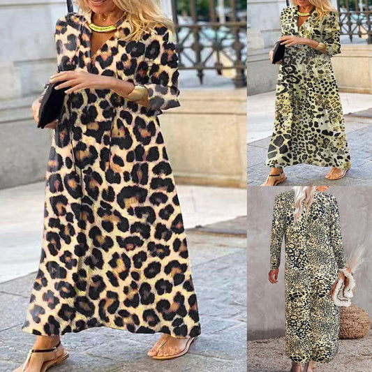 Robe maxi femme avec un motif léopard tendance et un design élégant à enrouler Chic und Stil