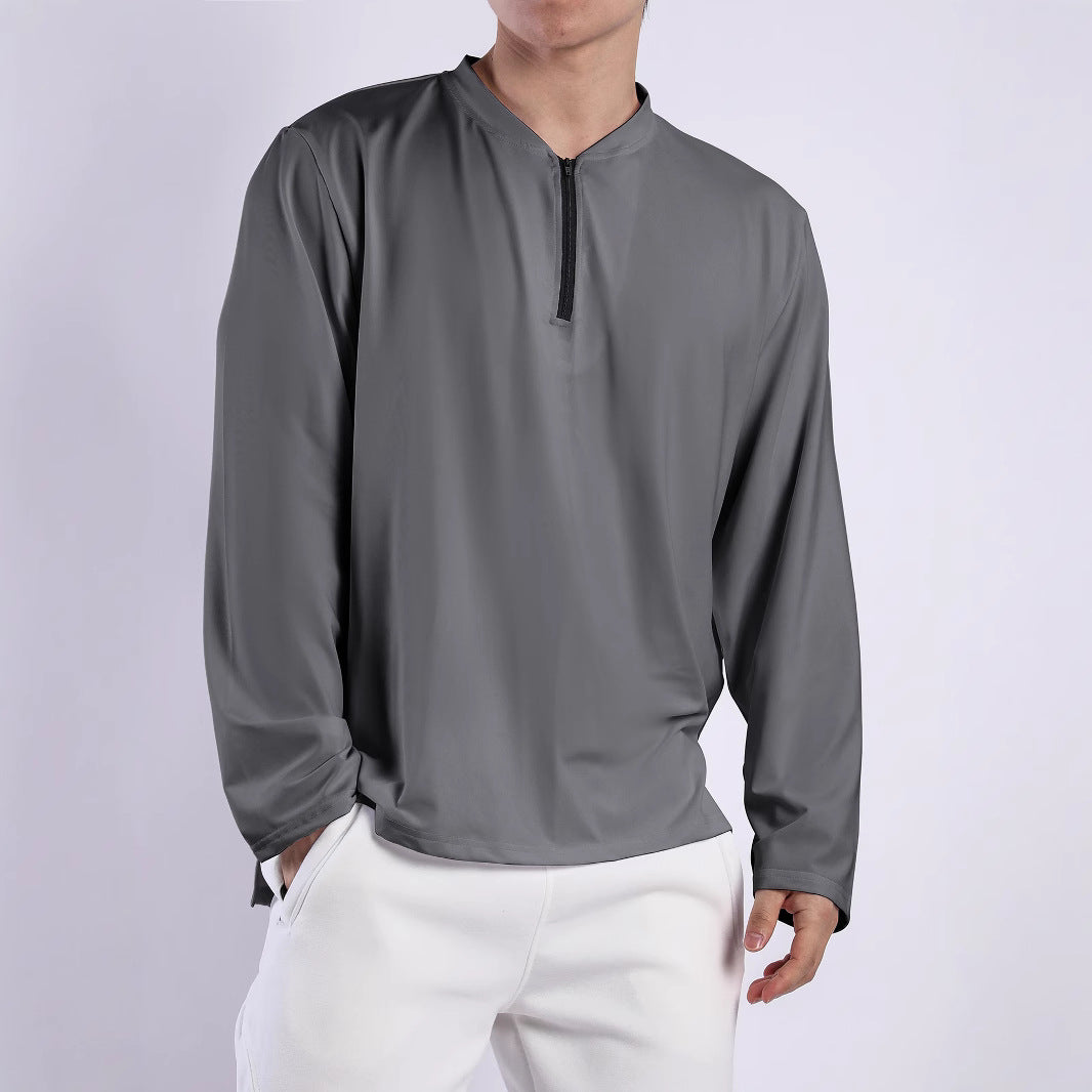 Functional long-sleeve shirt for men with high collar and zipper Chic und Stil