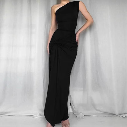 Dames Robe maxi asymétrique élégante avec drapé raffiné Chic und Stil