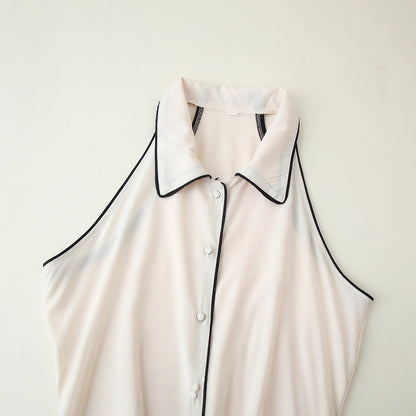 Robe maxi femme avec col élégant et joli design de boutons Chic und Stil