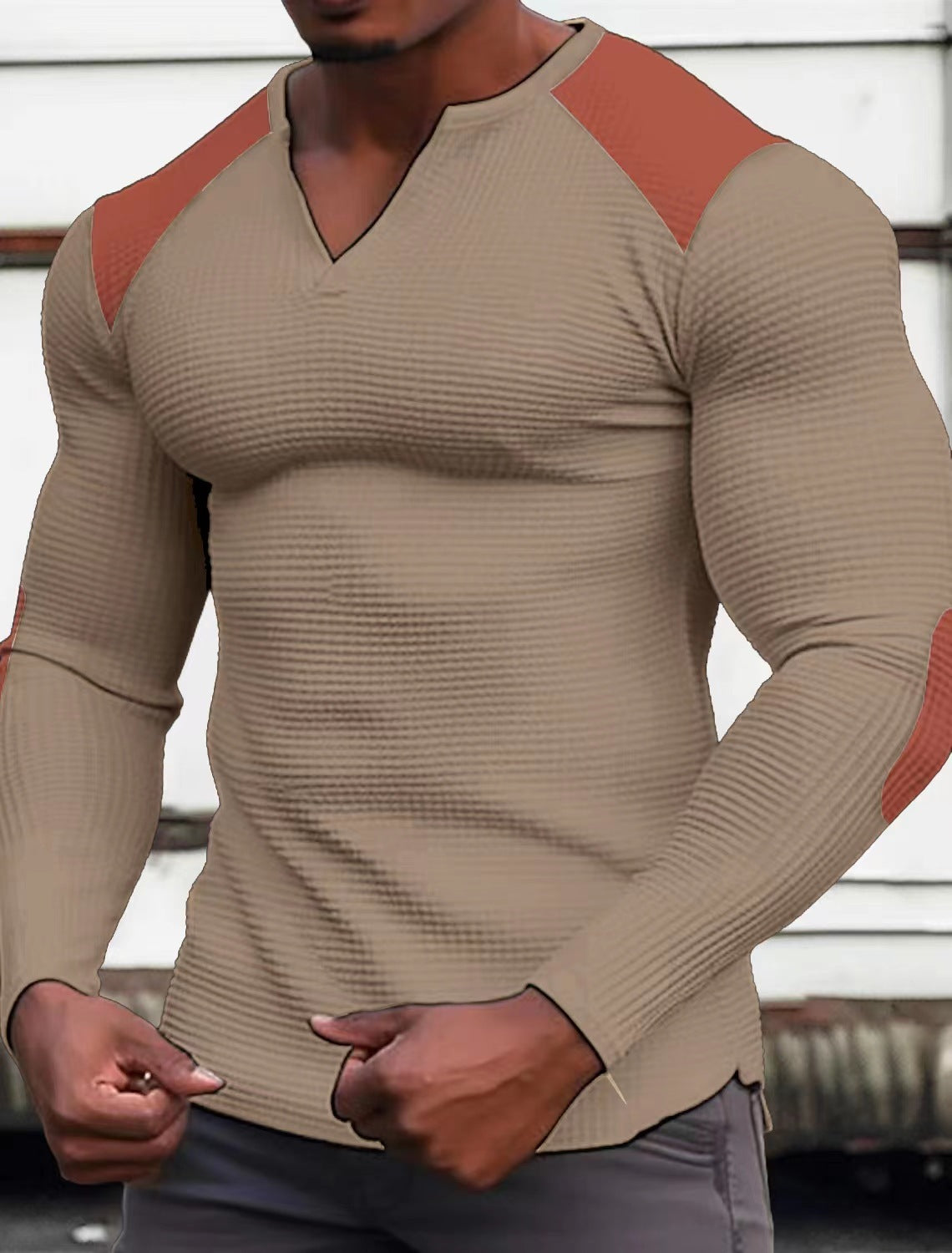 Chemise à manches longues pour hommes avec tissu texturé et détails contrastés Chic und Stil