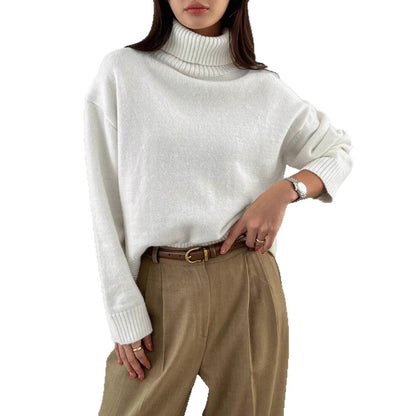Pull à col roulé féminin à coupe oversize et texture fine Chic und Stil