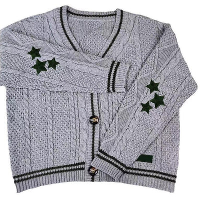 Dames grosse tricot cardigan avec détails en étoiles et boutons décoratifs Chic und Stil