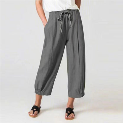 Women's lightweight and comfortable summer pants with elastic waistband and ankle length Chic and Style