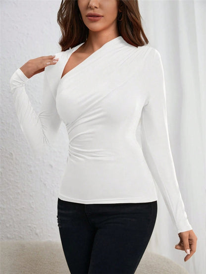Body à manches longues pour femmes avec un design enveloppant unique Chic und Stil