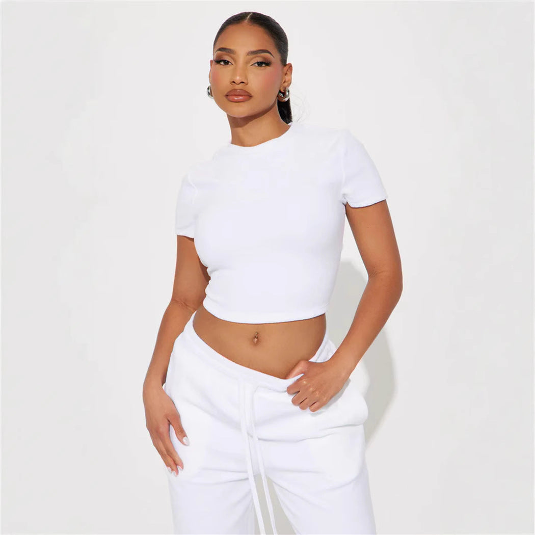 Cozy fleece loungewear set for women with short top and loose pants Chic und Stil