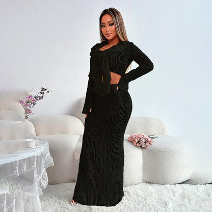 Robe maxi en tricot pour femme avec des détails découpés Chic und Stil