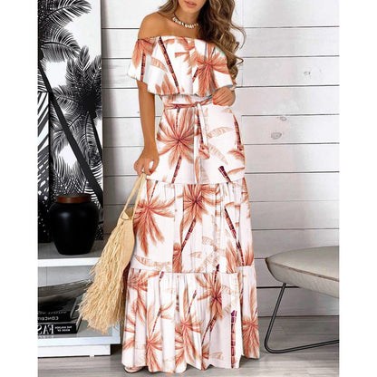 Robe maxi off-shoulder pour femmes avec ourlet évasé Chic und Stil