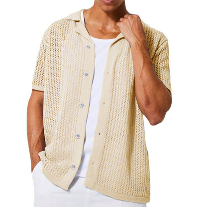 Chemise en tricot à col ouvert pour hommes à manches courtes et respirante Chic und Stil