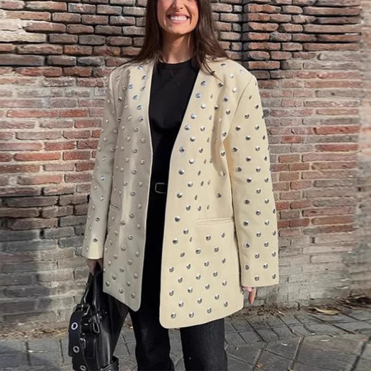 Blazer oversize pour femmes avec des applications luxueuses Chic und Stil