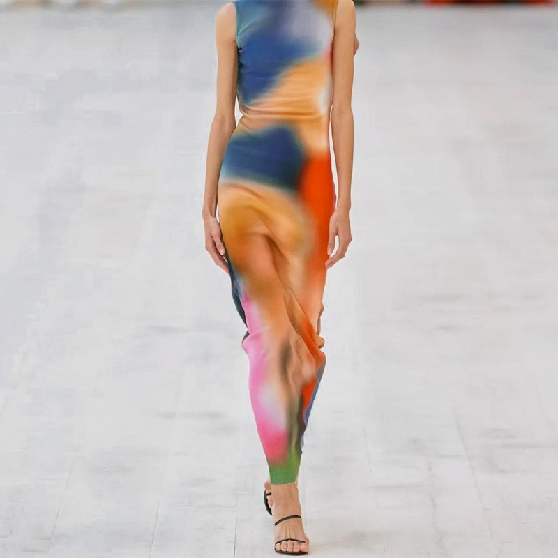 Women's Maxi Dress Abstract Art Chic and Style