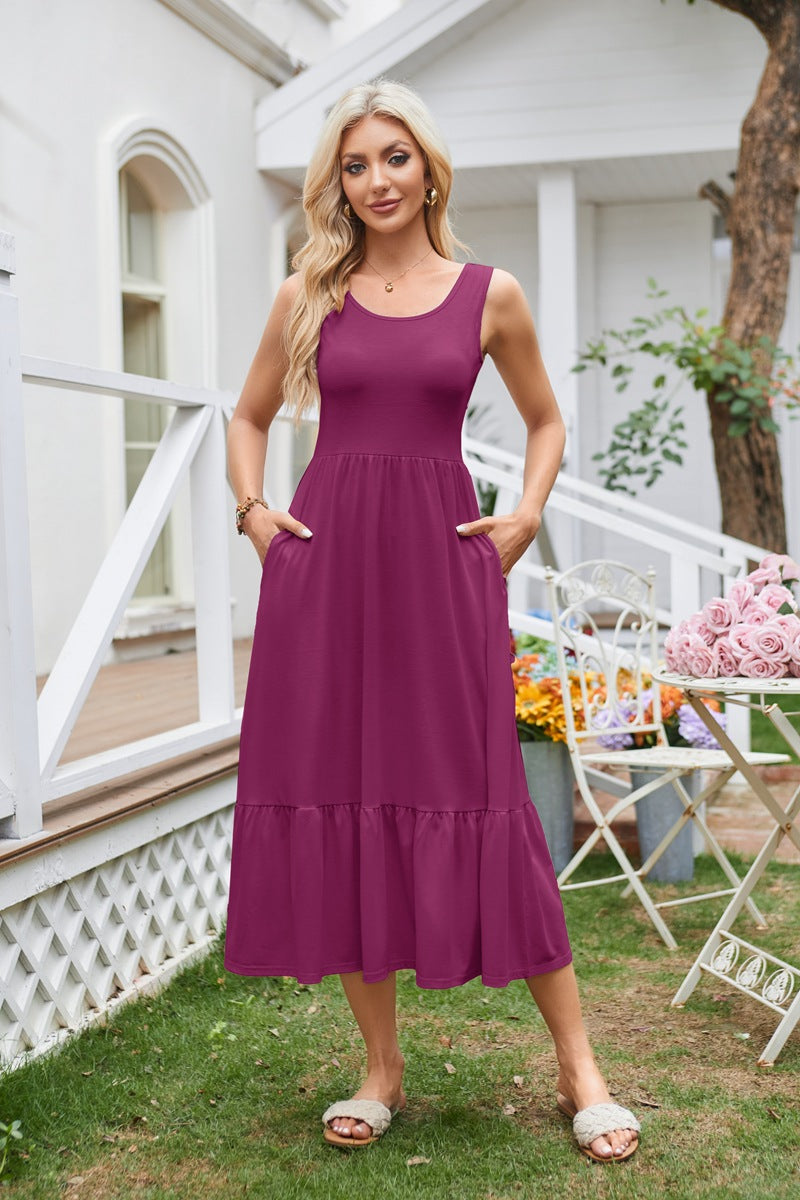 Robe maxi femme avec poches pratiques et jupe fluide Chic und Stil
