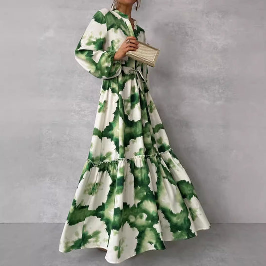 Robe maxi pour femmes avec un motif aquarelle moderne et une jupe volumineuse Chic und Stil